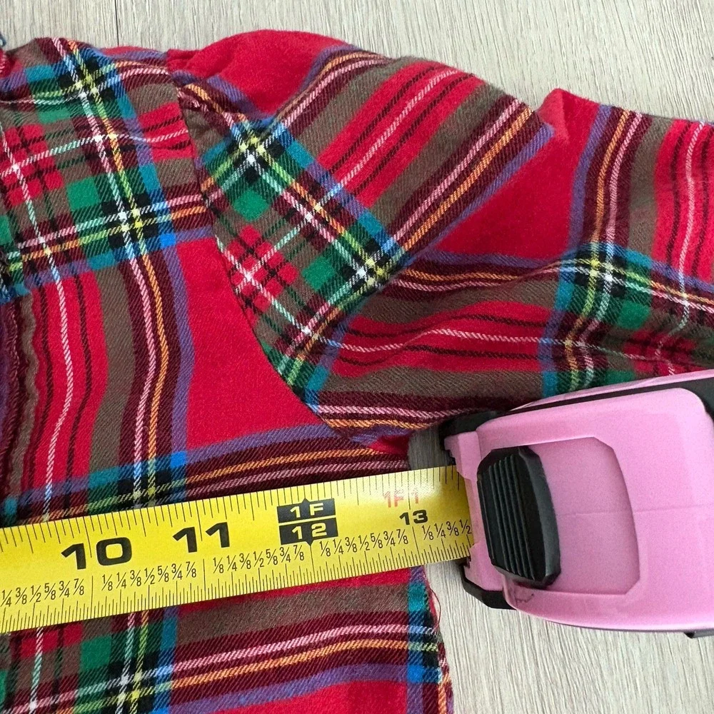 Wondernation Kids Girls Shirt Size 5T Red Plaid Long Sleeve Buttons 100% Cotton